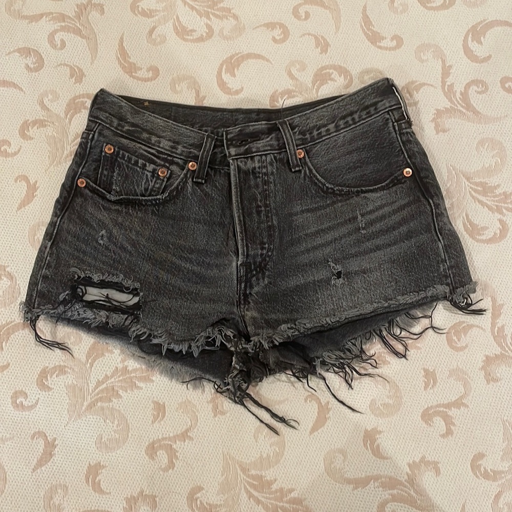 Levi’s 501 black denim cut off shorts